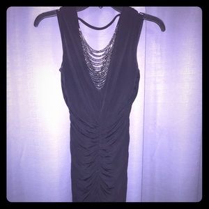 Little black dress with chain waterfalls
